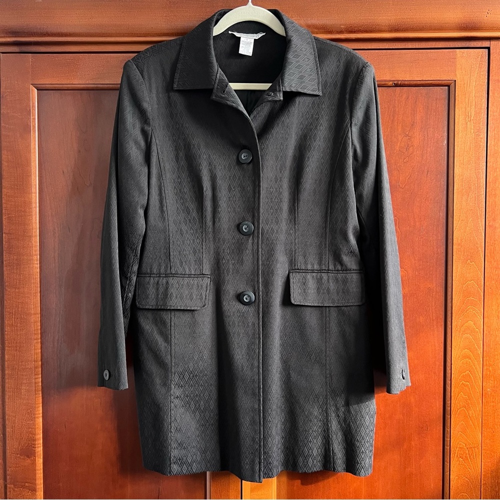 JohnPaulRichard Black Geometric Pattern 4 Button Blazer Jacket Size 12